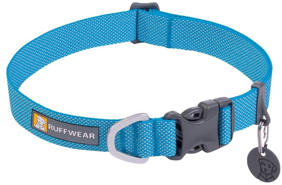 Ruffwear Hoopie Hundehalsband – Large, Glacial Blue, Mit V-Ring & Silikon-Schalldämpfer