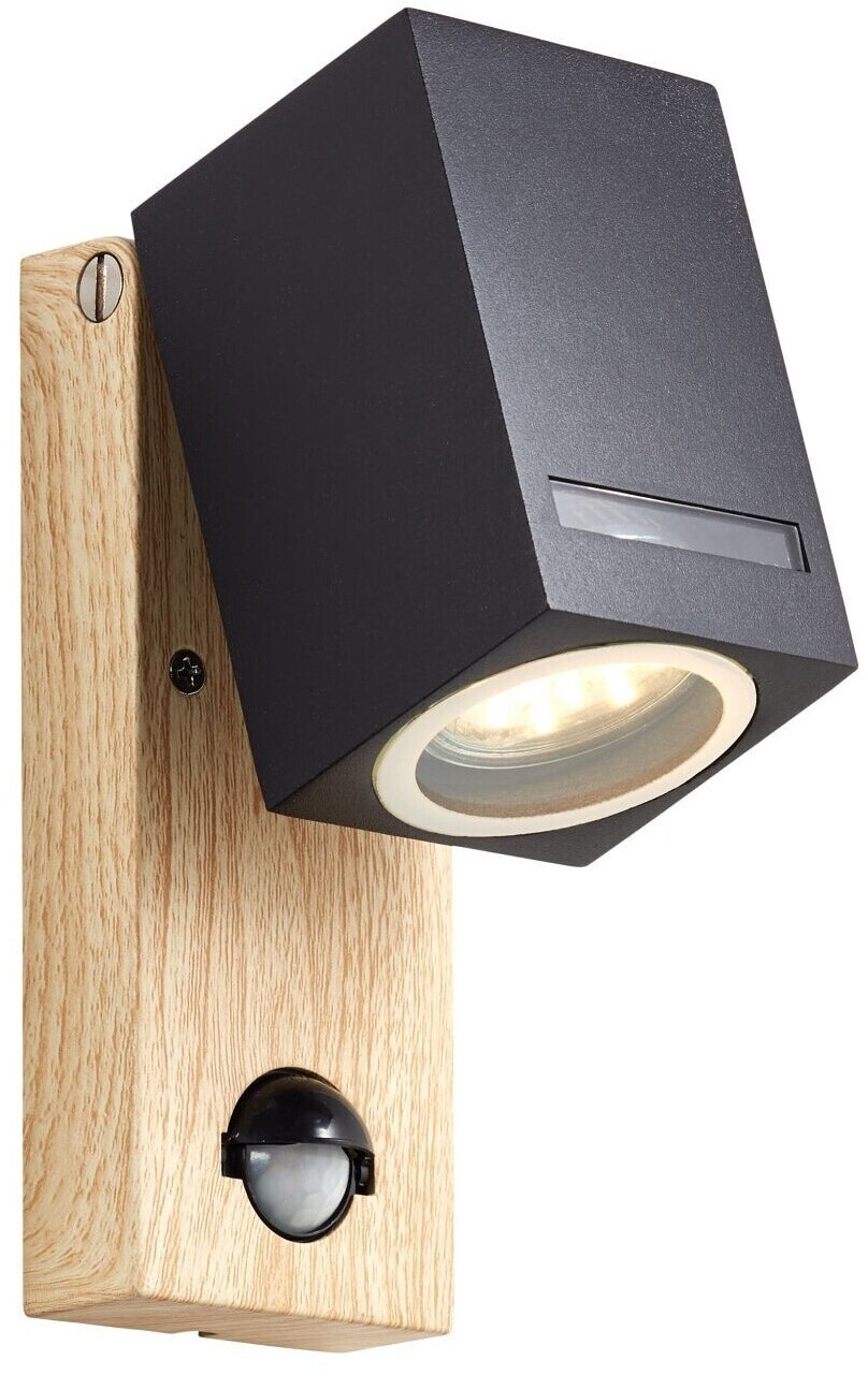 Brilliant Galeni Außenwandleuchte Bewegungsmelder schwarz/natur 1x PAR51,  GU10, 20W, geeignet für Reflektorlampen (nicht enthalten) IP-Schutzart: 44  - spritzwassergeschützt ab 35,71 € | Preisvergleich bei