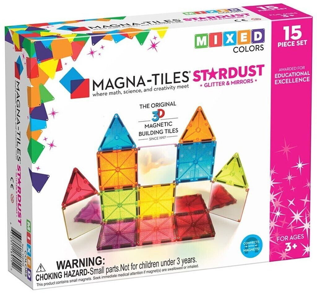 Magna-Tiles Stardust Glitter And Mirrors - The Original 3D Magnetic Building Tiles (18915)