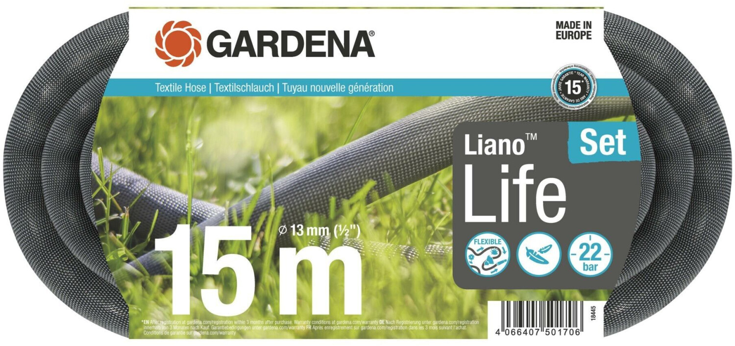 GARDENA Liano™ Life 25m, 13 mm (1/2) Tubo acqua giardino flessibile,  leggero e resistente