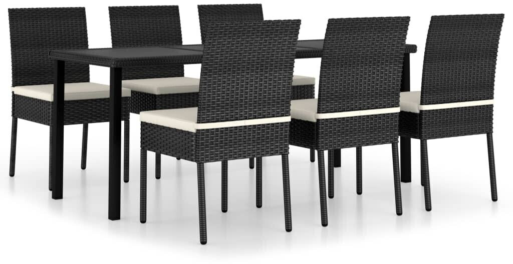 vidaXL Ensemble de salle à manger de jardin 7 pcs résine tressée (3065697) noir