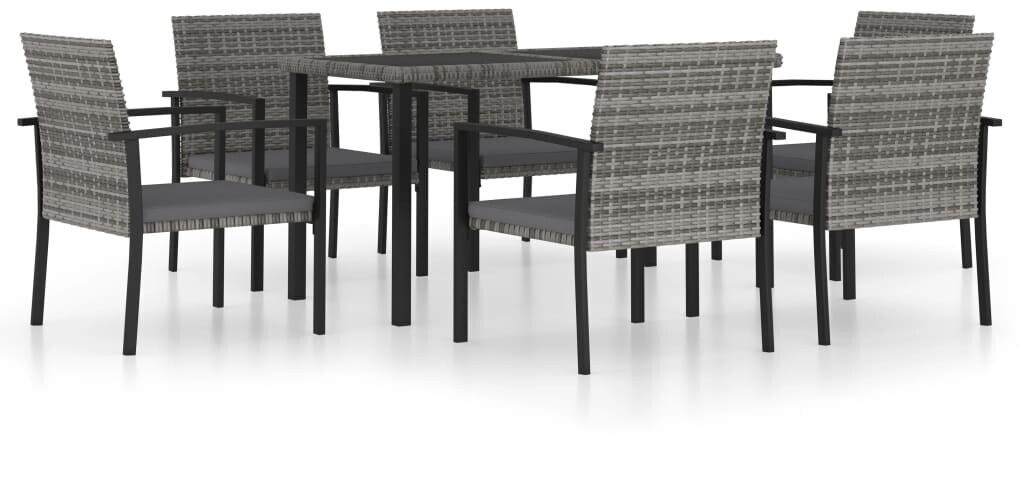 vidaXL Ensemble salle à manger de jardin 7 pcs résine tressée (3065714) gris