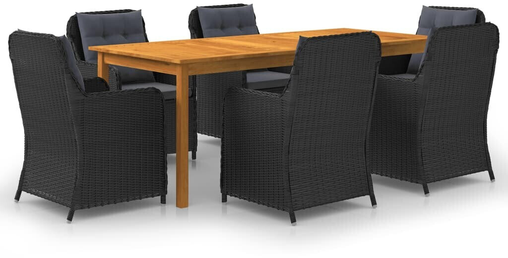 vidaXL Ensemble de salle à manger de jardin 7 pcs (3067913) noir et gris