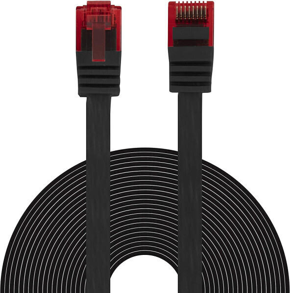 BIGtec UTP Ethernet LAN Flachband Patchkabel CAT 5E 0,25m schwarz