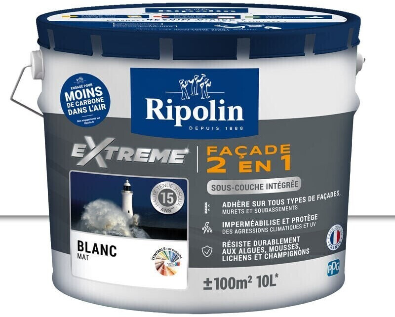 Ripolin Extrême Façade 2 en 1 10 L blanc mat