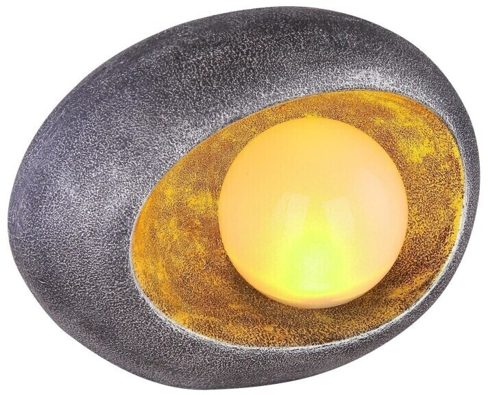 Globo Solar lamp, sculpture with glass ball, black plastic, 20x10x15 cm