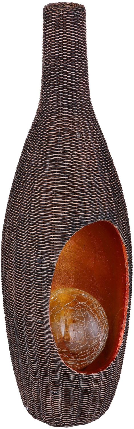 Globo Solarleuchte, Vase rund, innen mit Kugel, Kunststoff schwarz, 14