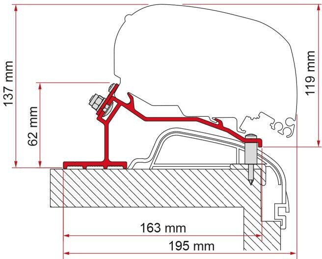 Fiamma F65/F80 Adapter für Caravan Hobby Premium/Ontour ab 2012