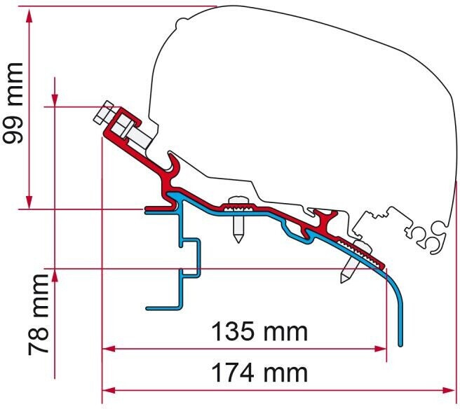 Fiamma F65/F80 Adapter für Elddis, 4m