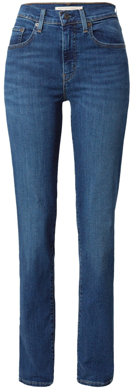 Levi's 724 High Rise Straight Jeans dark indigo worn in