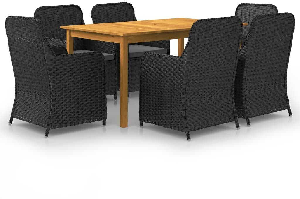 vidaXL Ensemble de salle à manger jardin 7 pcs (3067820) noir