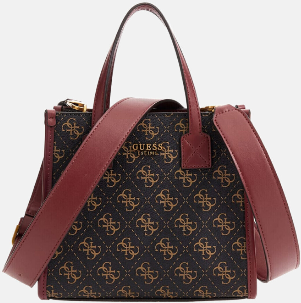 Borsa Guess Silvana Tote Logo Merlot - Tracolla Donna Con Manici, Nuova Con Etichette