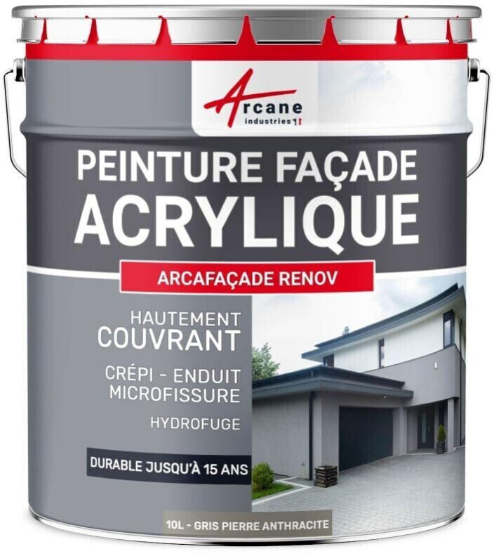 Arcane Industries Arcafaçade Renov Peinture façade acrylique 10 L gris pierre anthracite RAL 7030