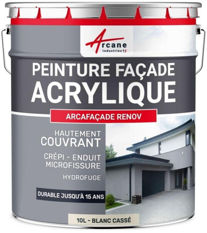 Arcane Industries Arcafaçade Renov Peinture façade acrylique 10 L blanc cassé RAL 9001
