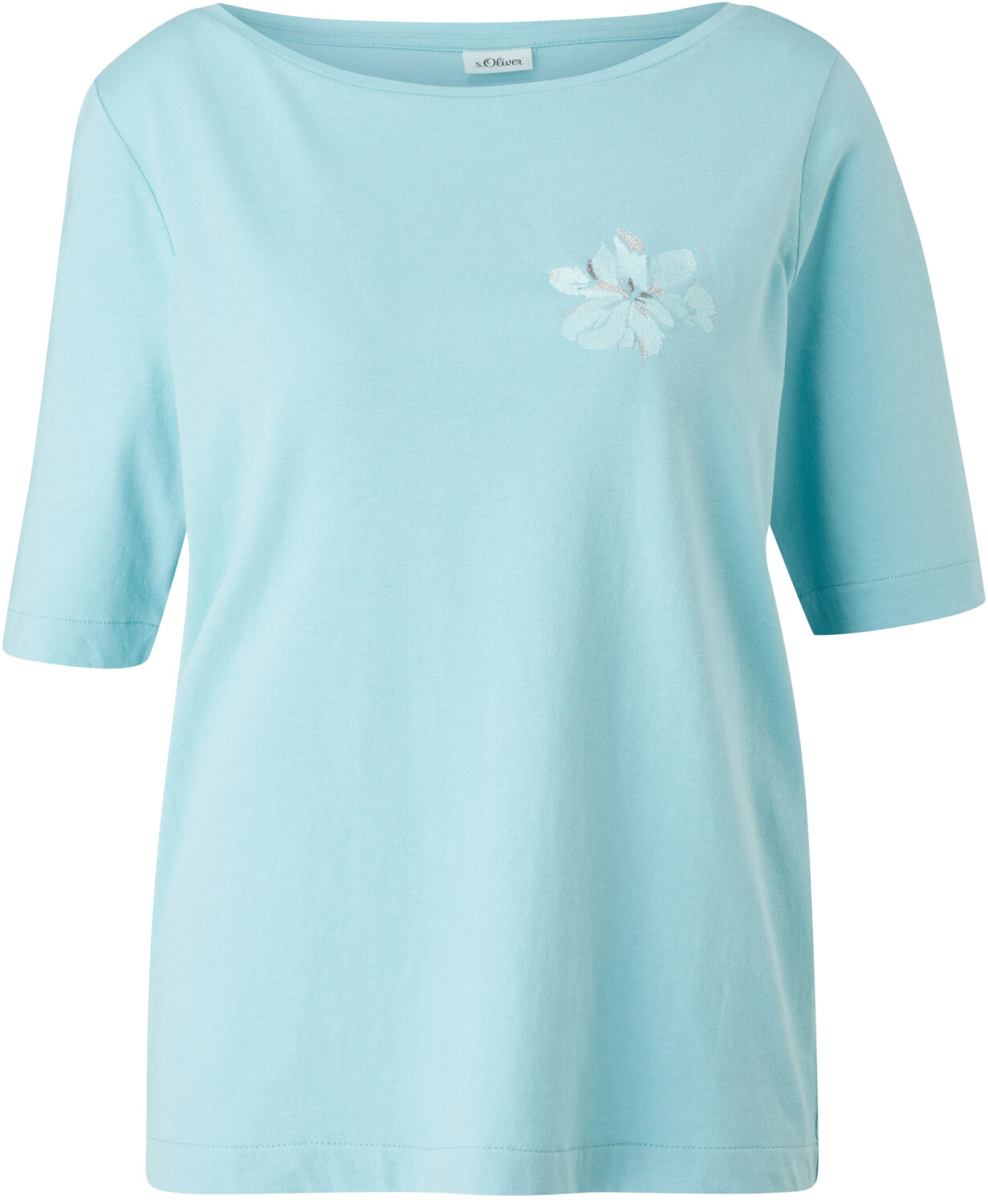 S.Oliver Damen T-Shirt Mit Glitzergarn - Weiches Viskose-Jersey, Loose Fit, 58 Cm Rückenlänge