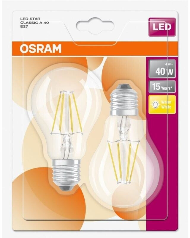 Photos - Light Bulb Osram LEDStar Classic A Filament 4-40W/827 LED E27 clear 320° 470lm 
