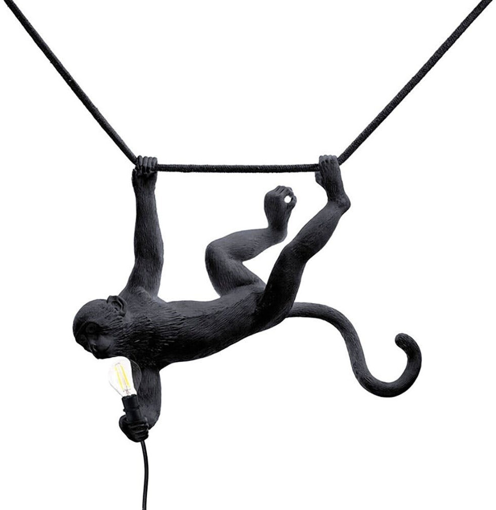 Seletti Swinging black LED outdoor hanging lamp Monkey Lamp