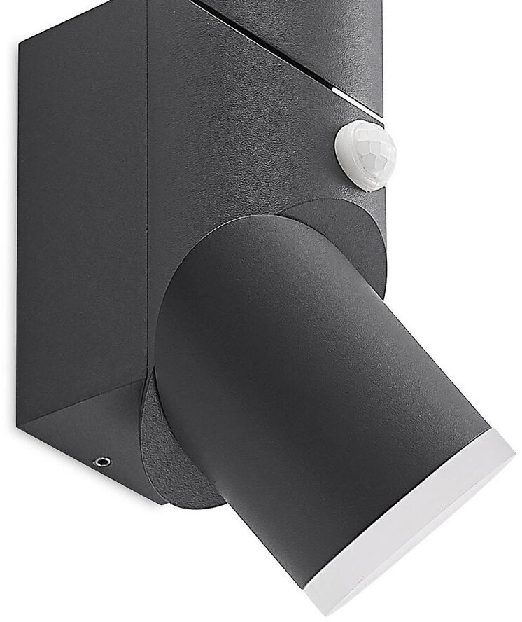 Lindby Aspyn LED outdoor wall light, 2-bulb, sensor
