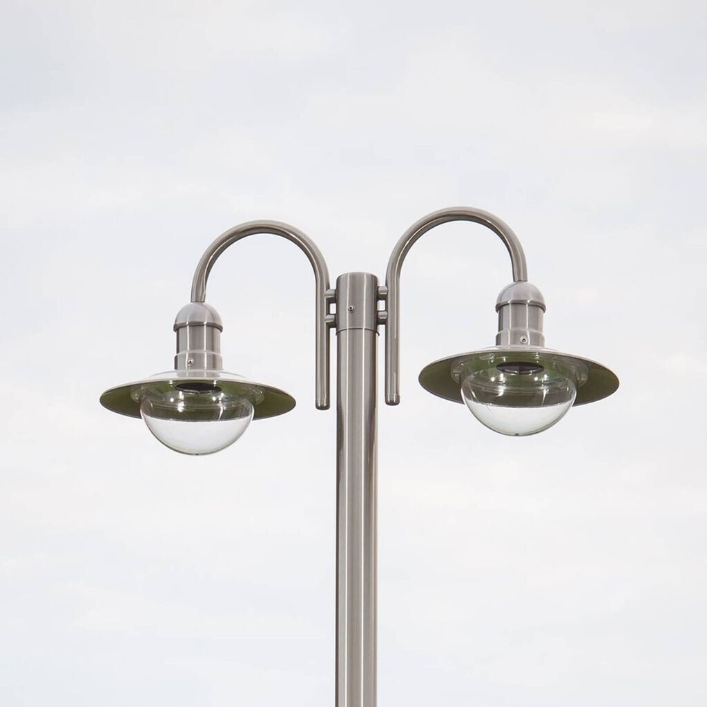 Lindby Stainless steel mast light Damion with 2 light heads