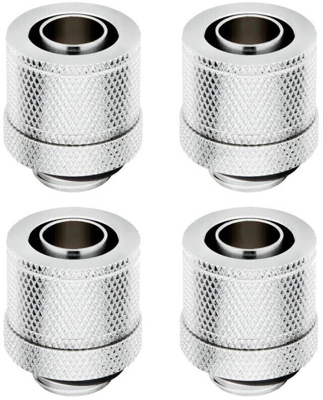 Corsair Hydro X Series XF Compression 10/13mm (3/8” / 1/2”) ID/OD Fitting - Chrome Four Pack