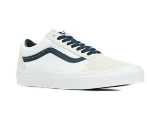 Vans old skool 2025 white with blue stripe