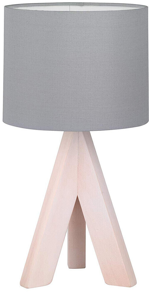 mit Tischleuchte Lampenschirm bei Preisvergleich 17cm Design Holz Trio Wohnzimmer ab € 19,99 Stoff fürs | Holzfuß & Ø