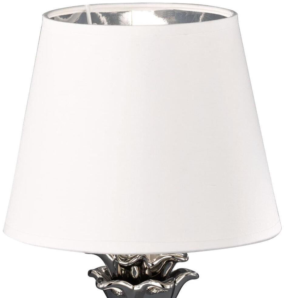 Relaxdays Nachttischlampe Weiß – Stoffschirm, Metallgestell, 28,5 Cm Hoch