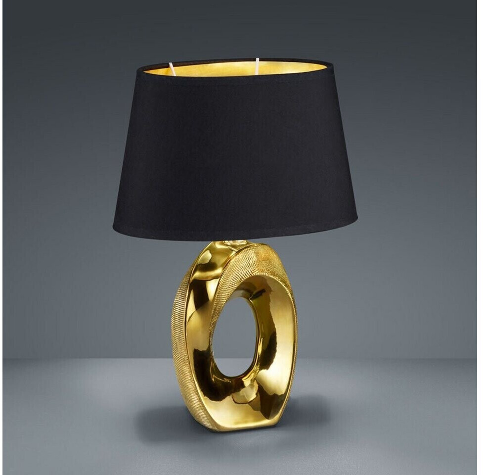 Trio Kleine Tischleuchte Keramikfuß goldfarbig mit Stoffschirm in schwarz  Höhe 33cm ab 22,49 € | Preisvergleich bei