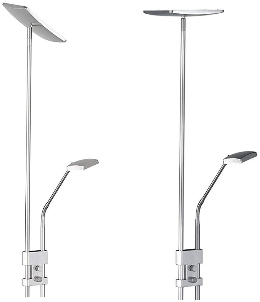 Trio LED Deckenfluter LUKE dimmbar mit Leselicht einzeln schaltbar, Silber  matt 185cm ab 85,99 € | Preisvergleich bei