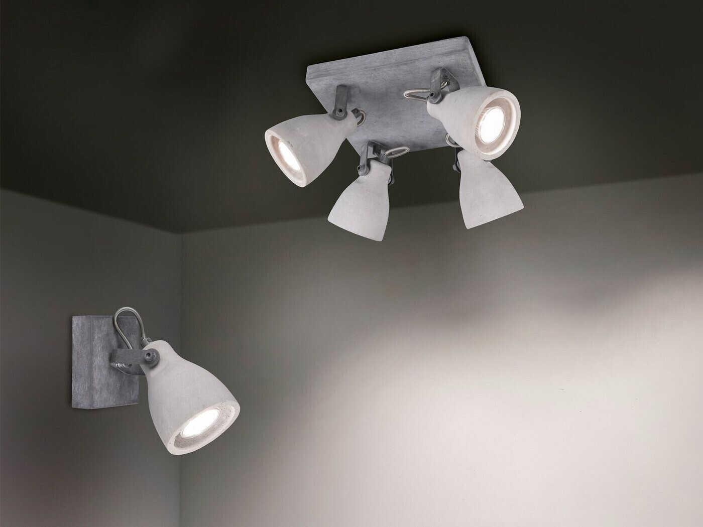 Trio Deckenleuchte LED schwenkbar Retro 1 bei Preisvergleich Design - Beton ab mit | € Wohnzimmerlampe im 24,99 Spot