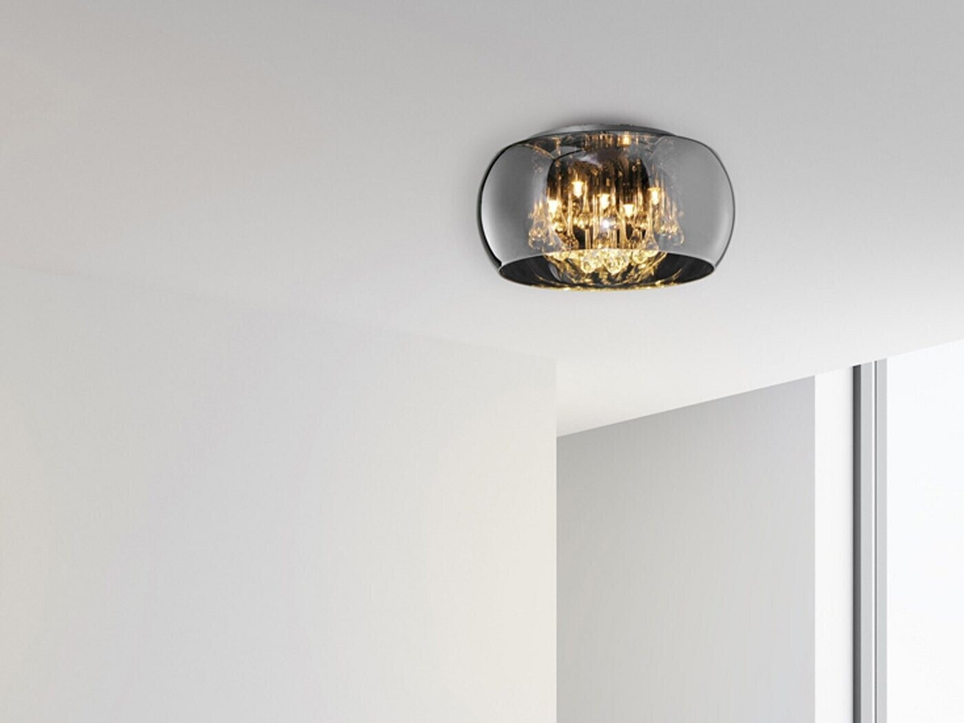 Design Decken Leuchte Glas Kristall Lampe Tropfen-Form Wohn Zimmer  Beleuchtung ALU Strahler eckig