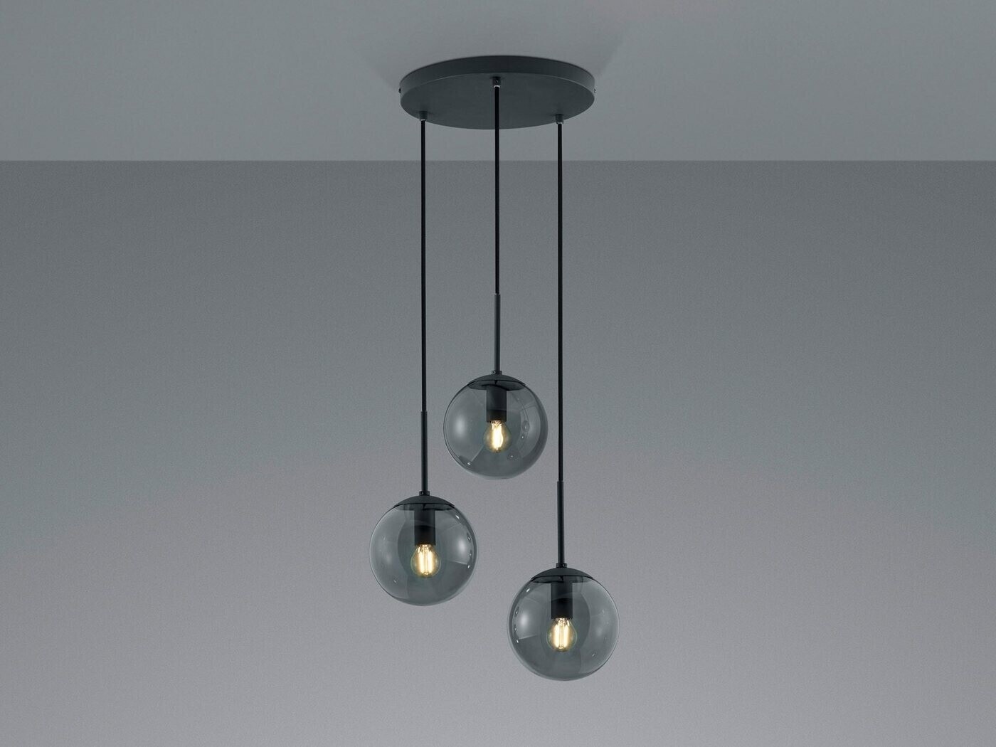Trio Dreiflammige LED Rauchglas Pendelleuchte Kugellampe Esszimmerlampe ab  78,99 €