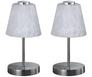 Trio LED Tischleuchten hoch Dimmer | 4-fach bei Glas, ab € SET 24cm Touch 2er Preisvergleich 38,99 Silber Alabaster
