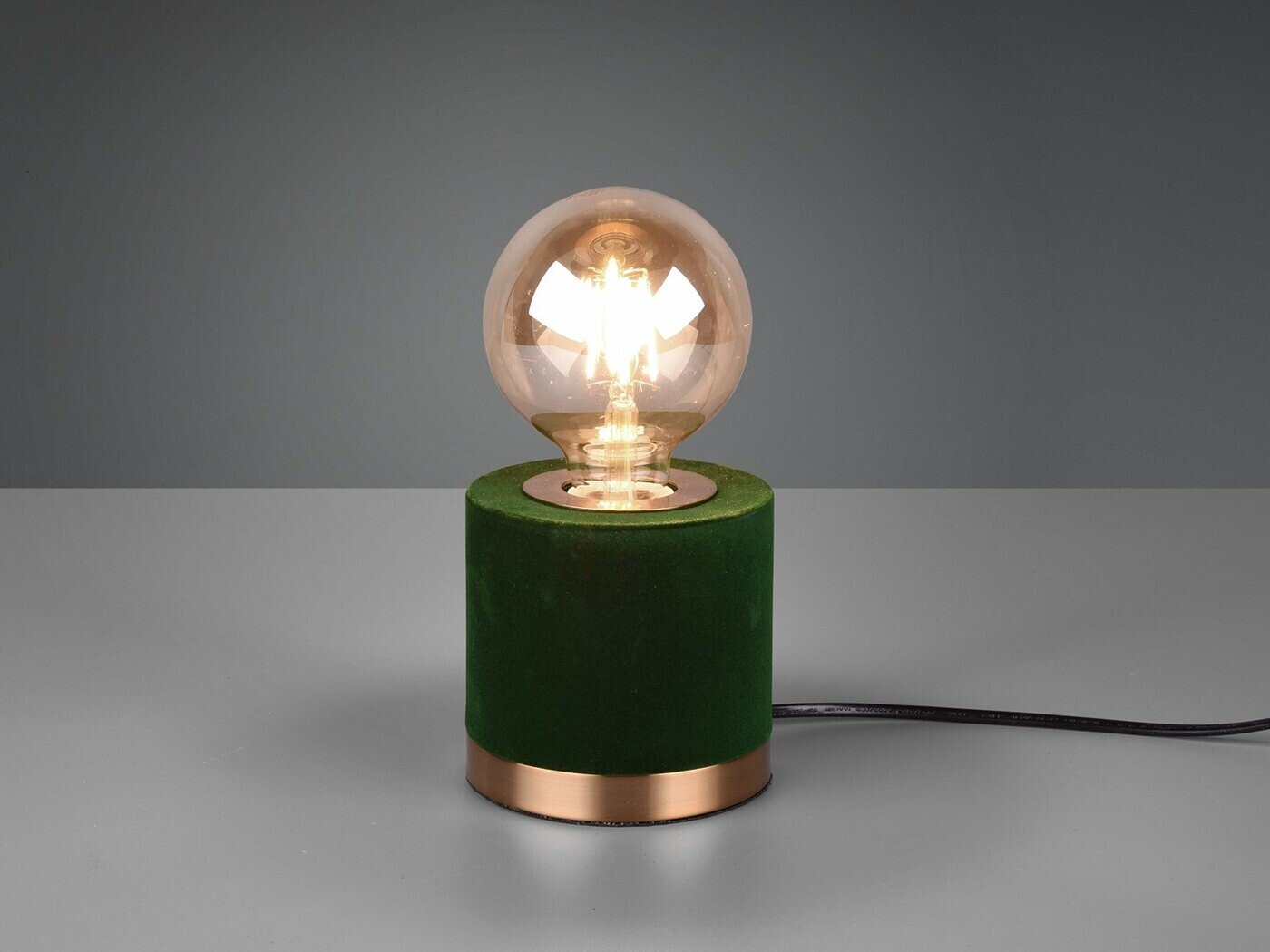 Trio Kleine LED | Tischleuchte Nachttischlampe - Retro Preisvergleich ab Style Ø bei 23,49 € Samt Grün/Messing 11cm