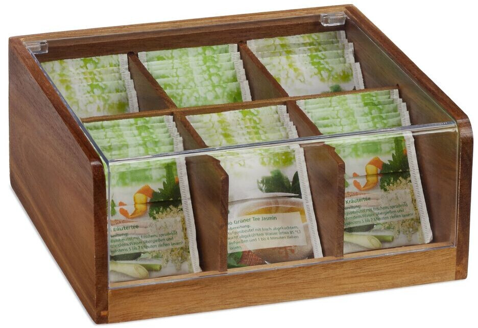Relaxdays Tea box wood with 6 compartments
