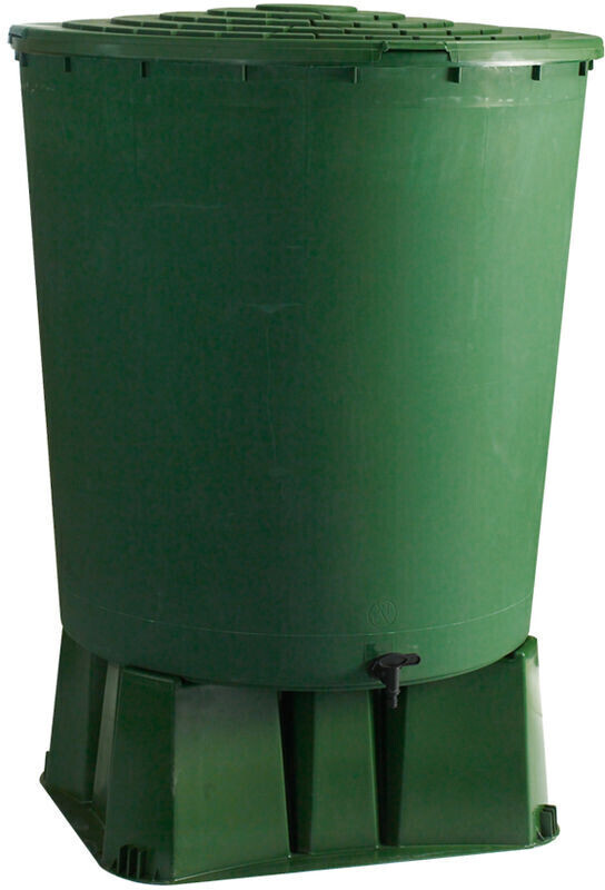Bellijardin Récupérateur d'eau de pluie rond 500 L avec socle et kit raccord chéneau