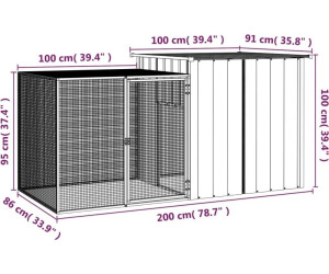 VidaXL Hühnerstall Aus Verzinktem Stahl – 2 X 2 X 1,92 M, Mit PE-Dach, Wasser- & UV-beständig, Abschließbares Tor – Für Hühner, Enten, Kaninchen & Große Vögel