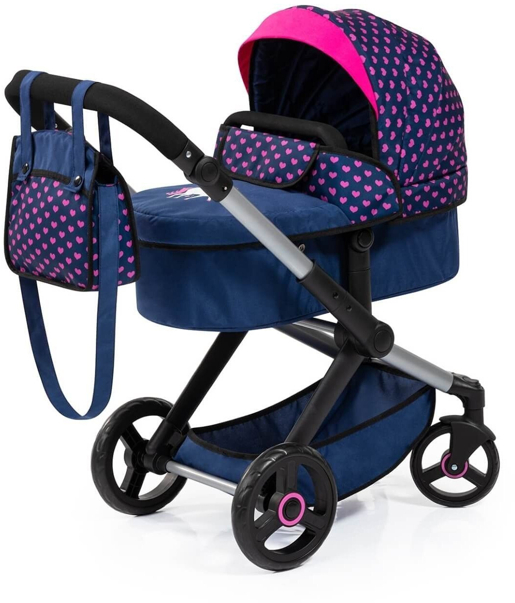 Bayer Design Xeo doll pram with blue bag and unicorn