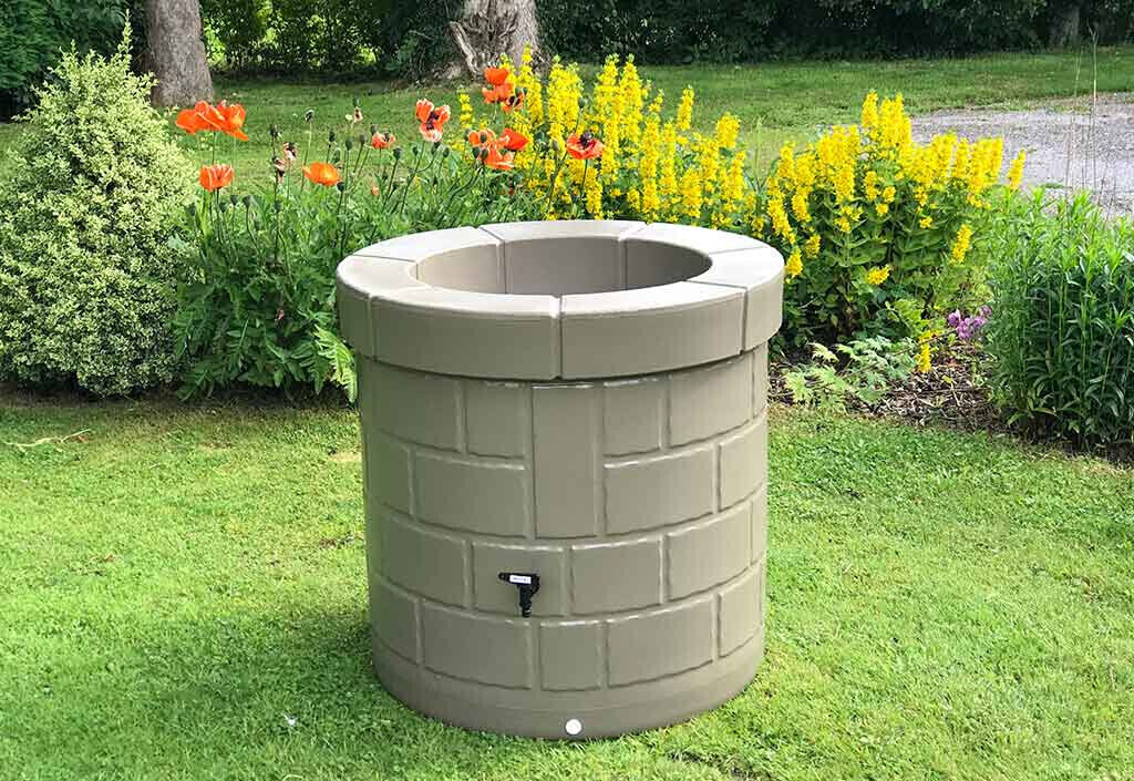 Plast'Up Récupérateur d'eau de pluie décoratif forme puits 340 L gris