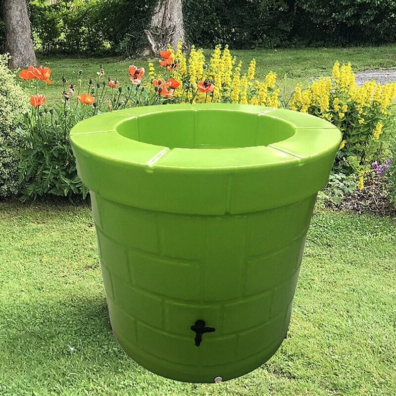 Plast'Up Récupérateur d'eau de pluie décoratif forme puits 340 L vert anis