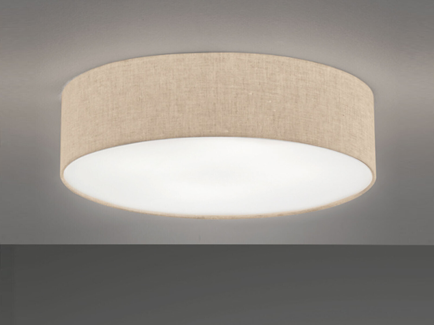 Fischer & Honsel LED Preisvergleich Flur 197,99 | Deckenleuchte € 60cm ab Wohnzimmer Deckenlampe Stoffschirm Beige bei - & Leinen