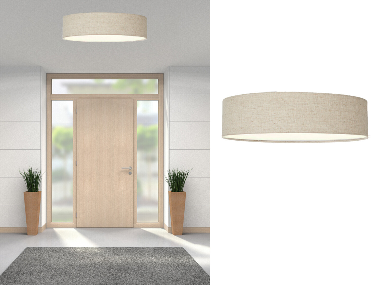 Deckenleuchte Smartwares mit ab Leinen Treppenhaus € Küchendeckenlampen | 40cm 31,99 Preisvergleich bei Stoffschirm aus