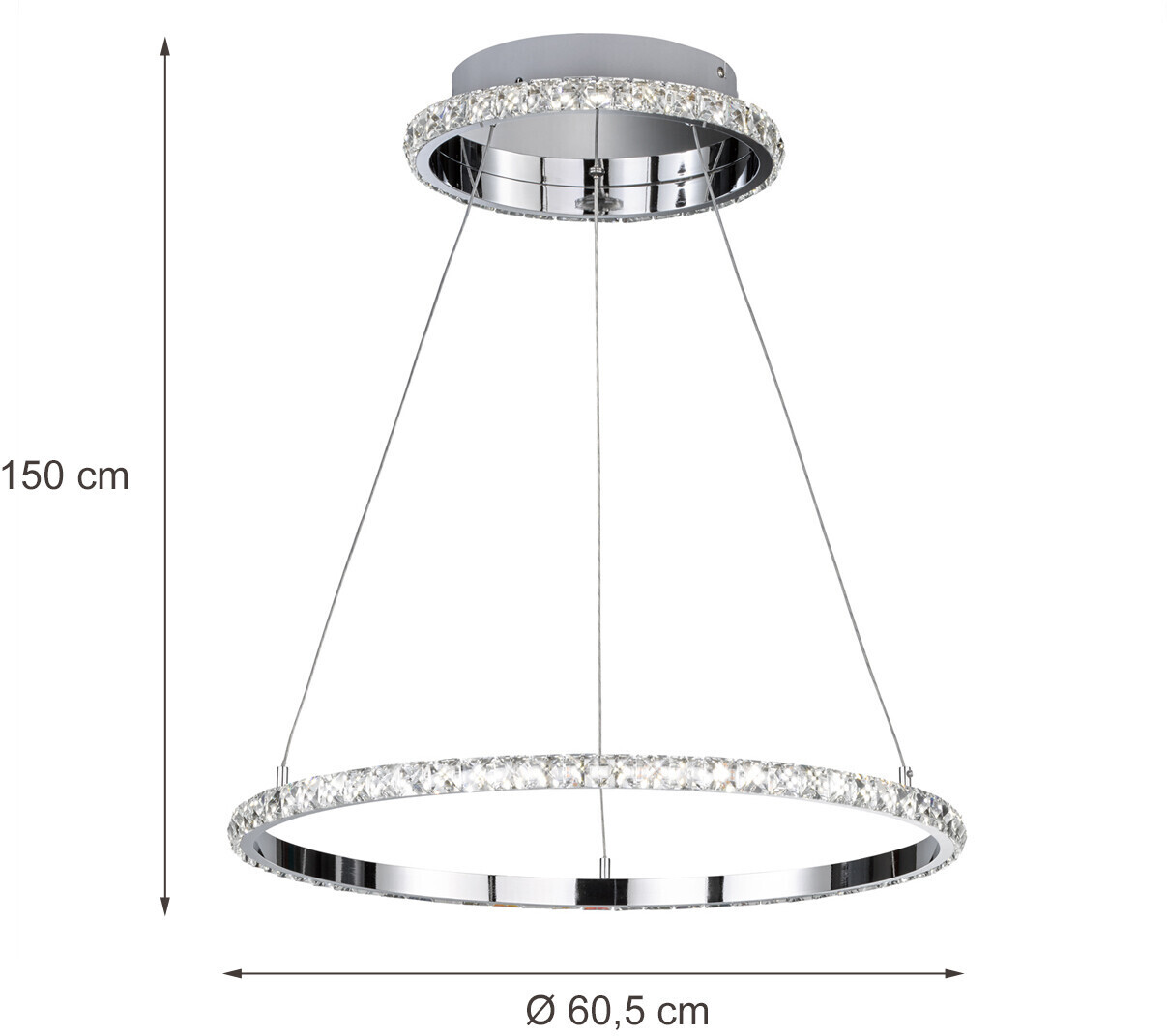 Silber LED Kristall, Wofi € Pendelleuchte mit Preisvergleich | ab 2 bei 60,5cm Ø HARLEY Ringe 49,95