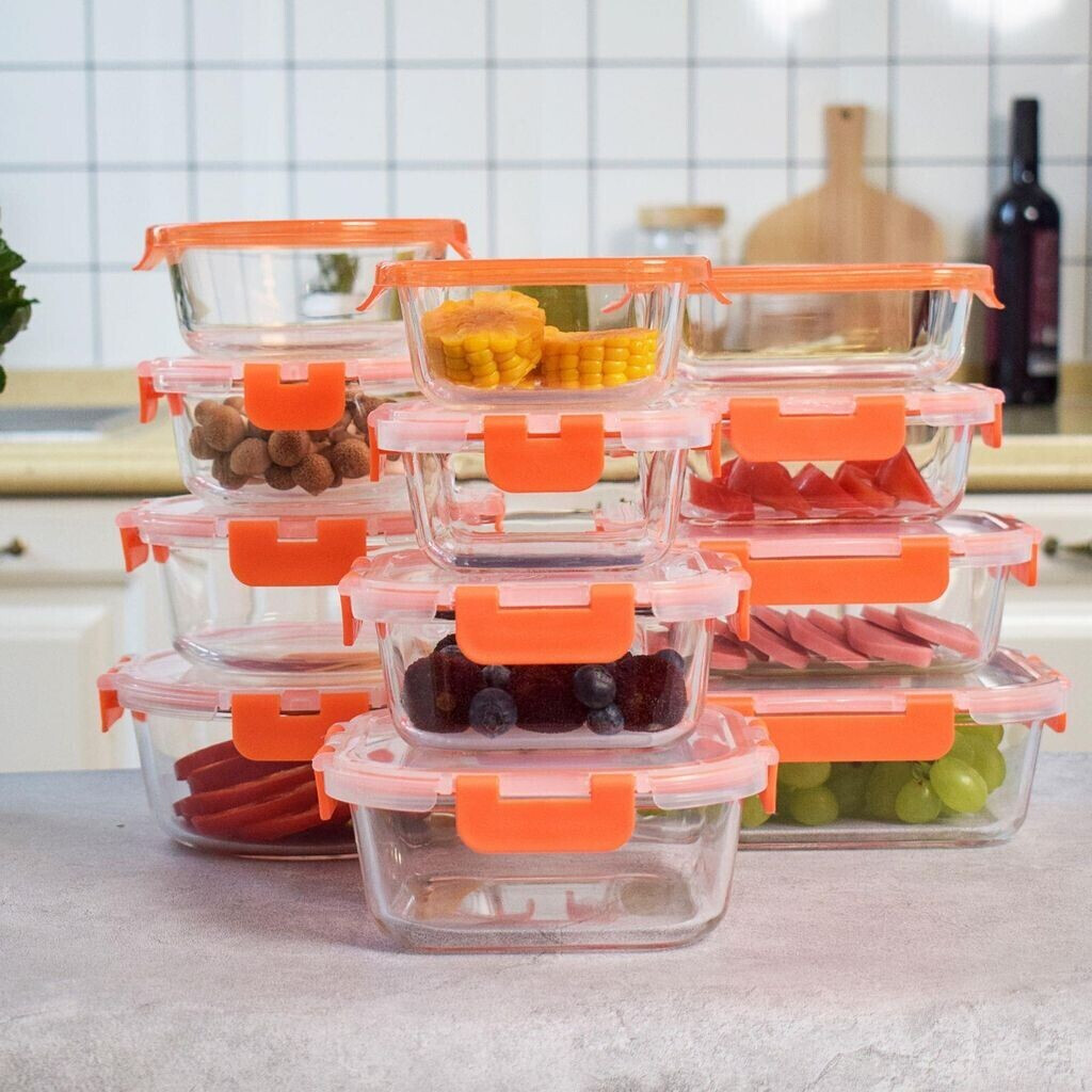 PIE LOCK Glas Frischhaltedosen Set 24 tlg. Orange Bento-Box Lunchbox ab  37,00 €