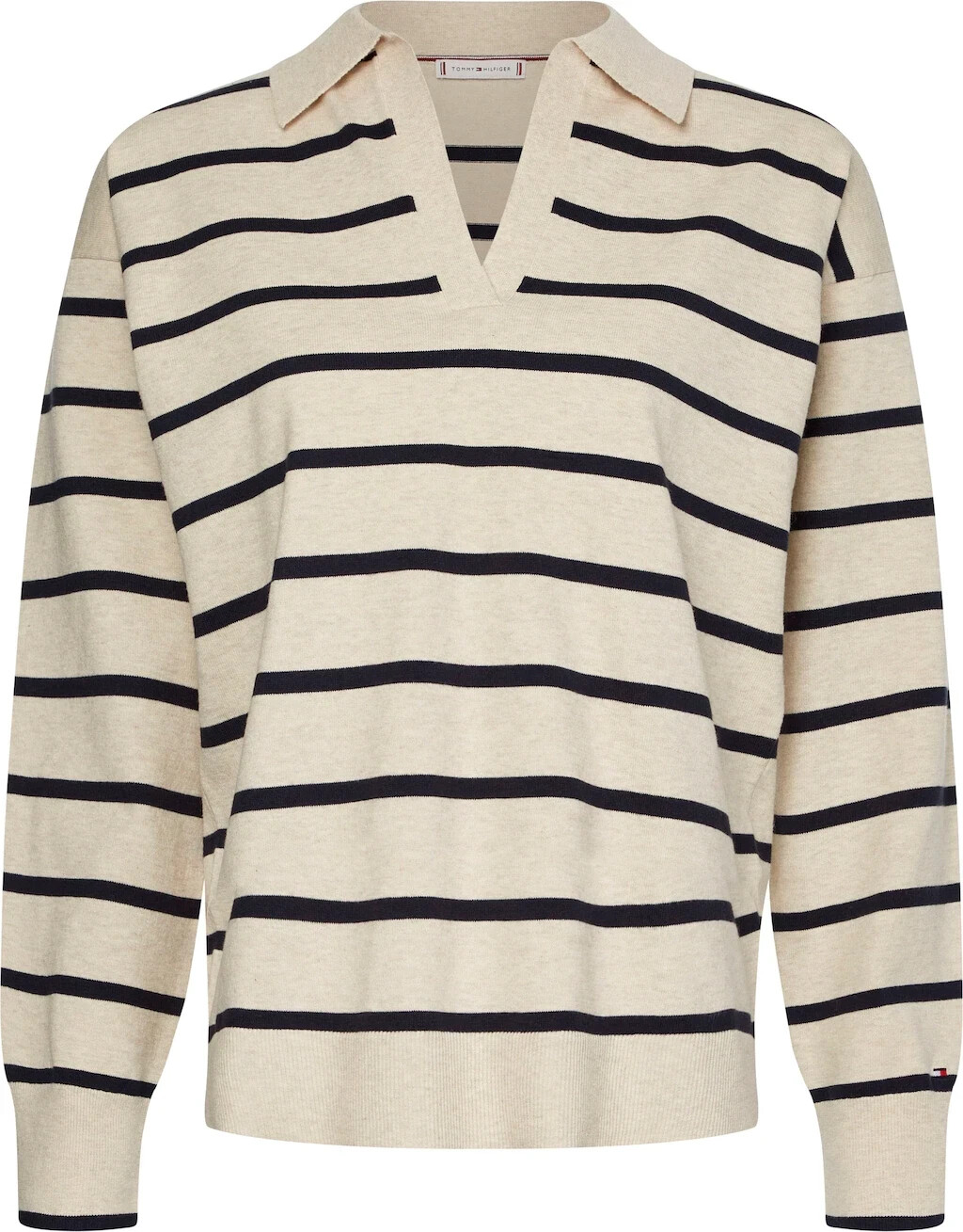 Tommy Hilfiger Stripe Relaxed Fit Polo Jumper WW0WW37010 beige