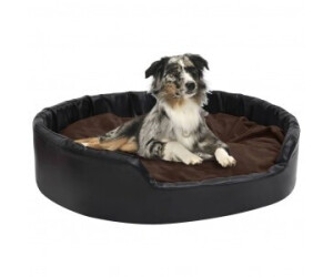 Dreamcollection Hundebett XL – Kunstleder Schwarz | Extra Weich & Wasserabweisend (130x110 Cm)