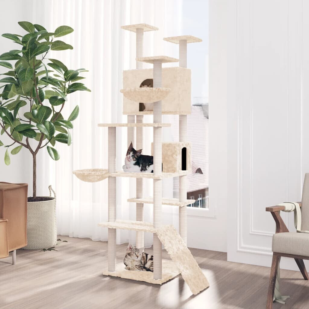 vidaXL Arbre à chat avec griffoirs en sisal 191 cm crème (171594)