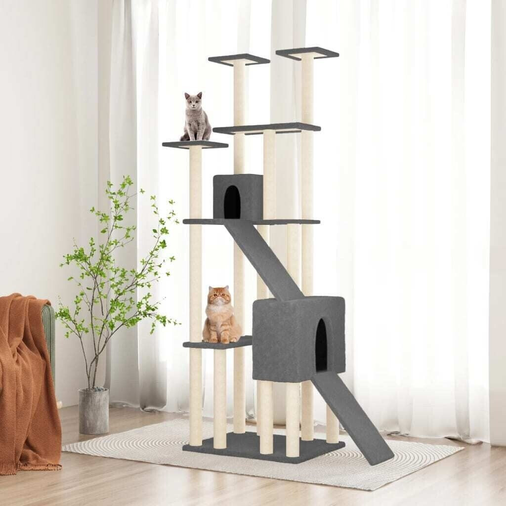 vidaXL Arbre à chat avec griffoirs en sisal 190 cm gris foncé (171650)