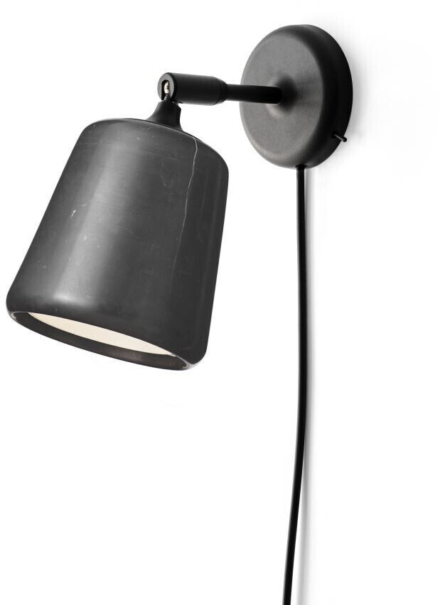 New Works Material the original wall lamp black, cylindrical shape, max. 7 watts, glass 13x23x18 cm marble black (20158) (508)