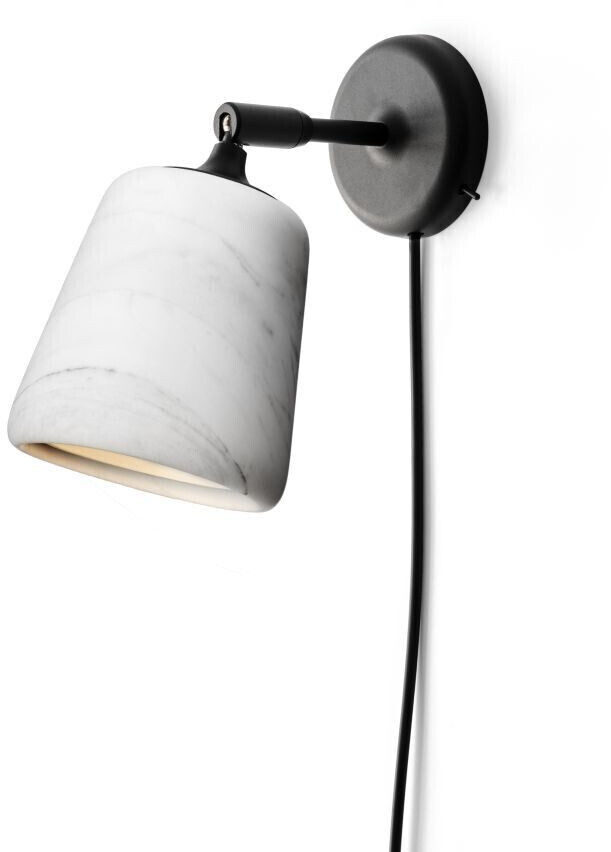 New Works Material the original wall lamp white, cylindrical shape, max. 7 watts, glass 13x23x18 cm marble white (20159) (509)